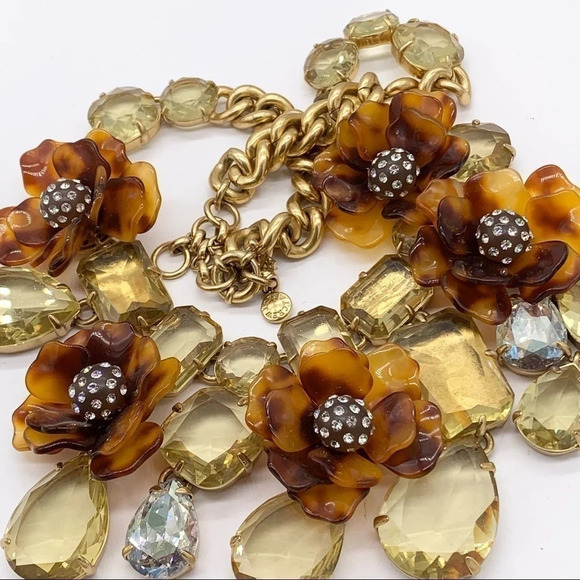 J. Crew Tortoise Flower Crystal Necklace - Picture 3 of 5